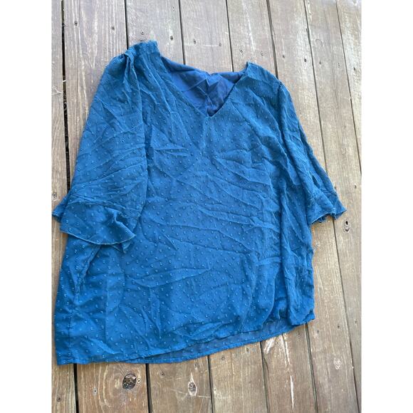 Womens 4x blue vneck blouse - Picture 1 of 3
